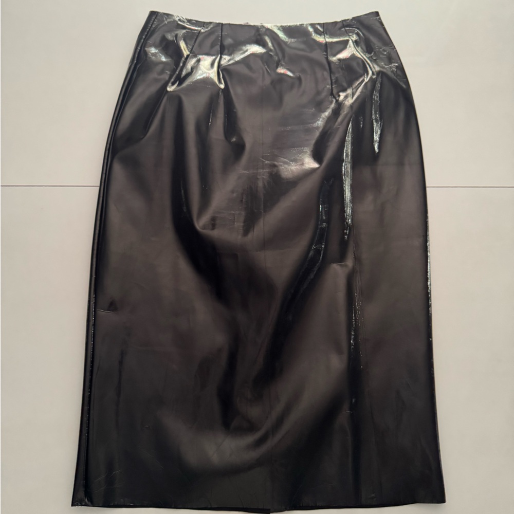 Latex Shine Topshop Black Midi Pencil Skirt Cocktail